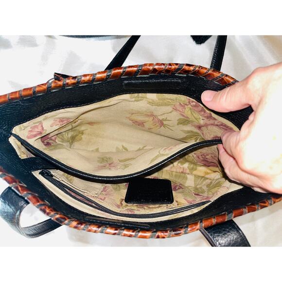 Brighton Leather Shoulder Bag w/ Crocodile Trim & Filigree Metal - Picture 10 of 15